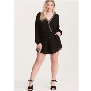 Torrid Party Romper with Sheer Sleeves
